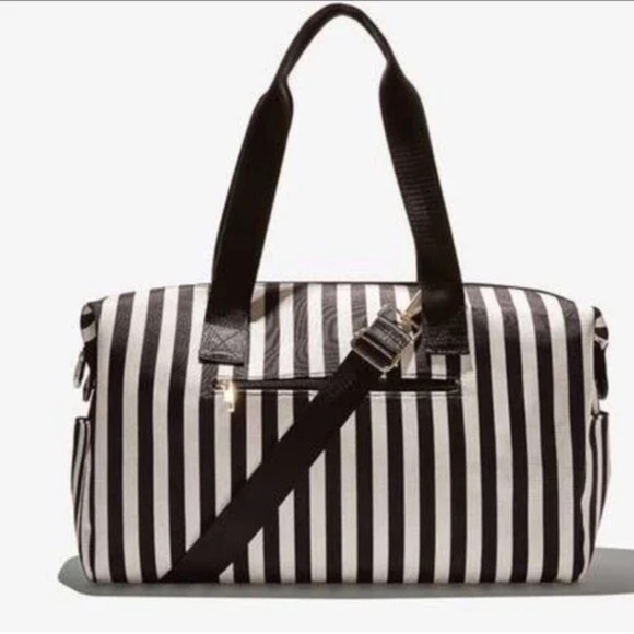NWOT Alice + Olivia Black & White Positano Striped Duffel Bag - Picture 4 of 11